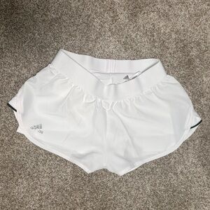 white adidas athletic shorts